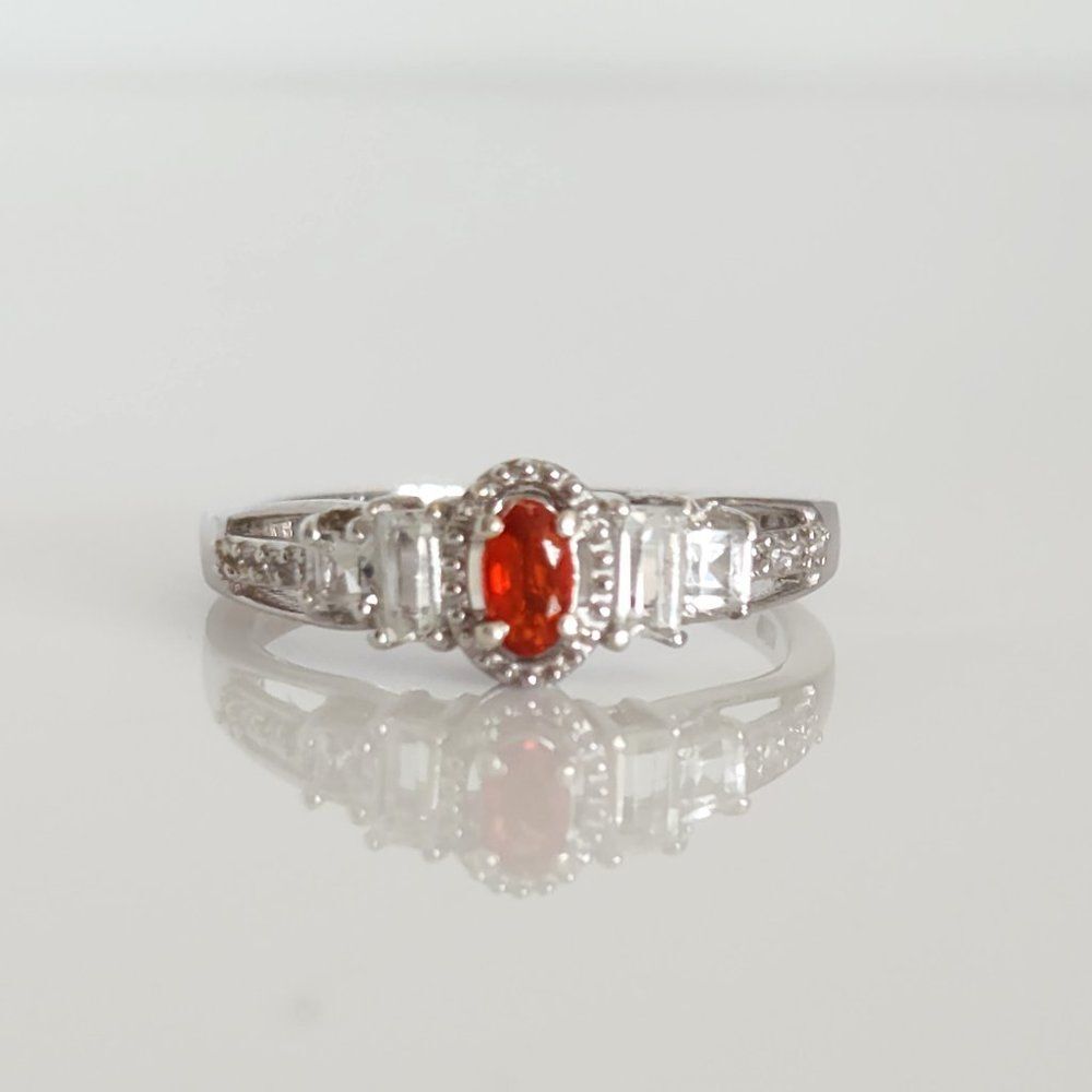 Fire Opal Ring Sterling Silver SIZE 9